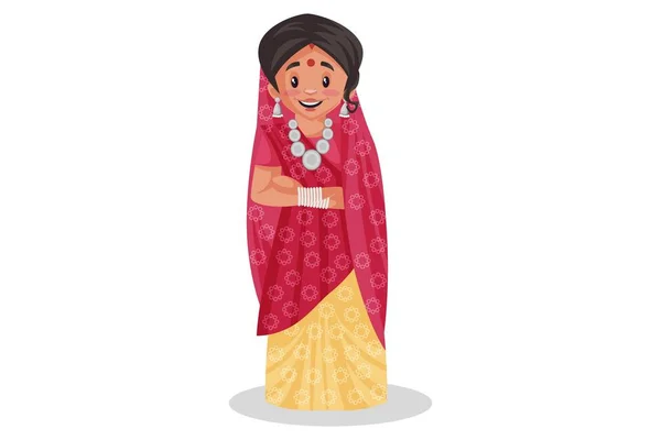 Ilustración Gráfica Vectorial Rajasthani Mujer Está Pie Individualmente Sobre Fondo — Archivo Imágenes Vectoriales