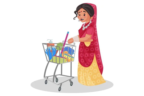 Διανυσματική Γραφική Απεικόνιση Rajasthani Γυναίκα Είναι Ψώνια Για Υλικό Του — Διανυσματικό Αρχείο