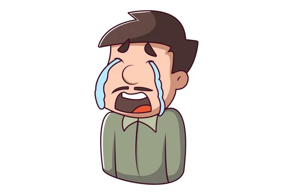 Εικονογράφηση Διάνυσμα Άνθρωπος Κλαίει Απομονωμένα Λευκό Φόντο — Διανυσματικό Αρχείο