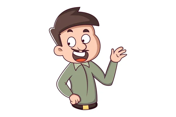 Ilustración Dibujos Animados Vectoriales Hombre Feliz Aislado Sobre Fondo Blanco — Vector de stock