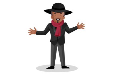 Vektör grafik çizimi. Don mutlu. Tek tek beyaz arkaplanda.