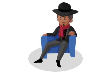 Vektör grafik çizimi. Don kanepede oturuyor. Tek tek beyaz arkaplanda.