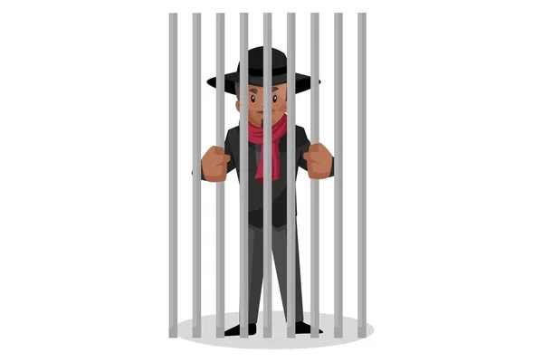 Vektorová Grafika Don Vězeňské Cele Drží Mříže Rukama Individuálně Bílém — Stockový vektor