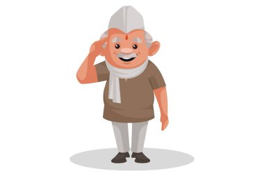 Vektör grafik çizimi. Bir politikacı selam veriyor. Beyaz arka planda tek başına.