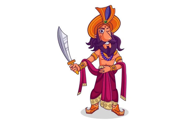 Ilustração Desenho Animado Vetorial Shakuni Está Segurando Espada Mão Isolado — Vetor de Stock