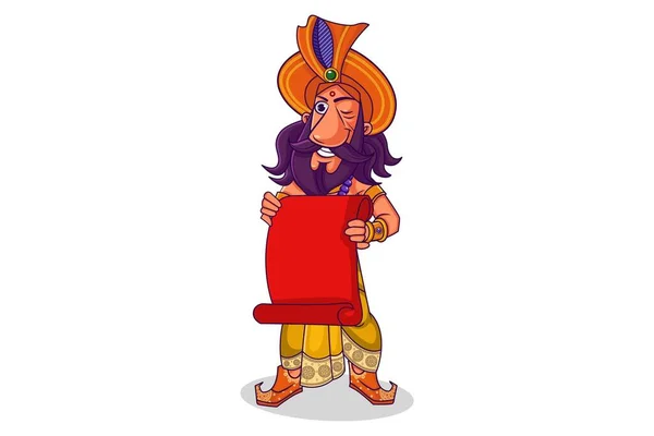 Illustrazione Del Cartone Animato Vettoriale Shakuni Sta Mostrando Carta Bianca — Vettoriale Stock