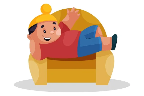 Vektorgrafische Illustration Punjabi Junge Liegt Auf Einem Sofa Individuell Auf — Stockvektor