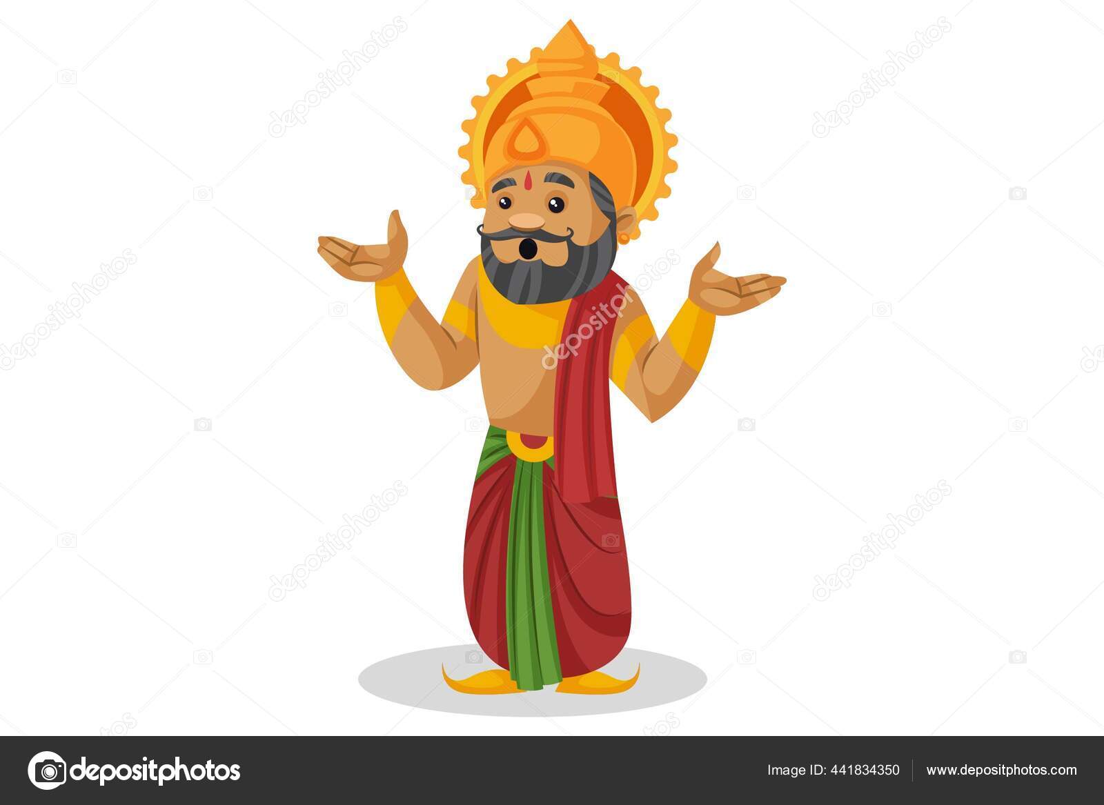 Vector Cartoon Illustration King Dashratha Confused Isolated White  Background Stock Vector Image by ©F1Digitals #441834350