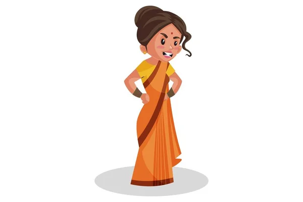 Vector Graphic Illustration Goddess Sita Getting Angry Individually White Background — Stock Vector
