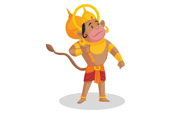 Illustration Vectorielle Lord Hanuman Tient Une Masse Main Individuellement Sur — Image vectorielle