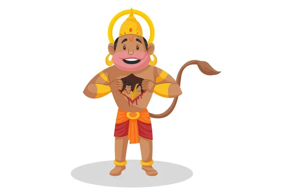 Ilustracja Graficzna Wektora Lord Hanuman Pokazuje Lordowi Ramie Bogini Sitę — Wektor stockowy