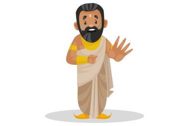 Vektör karikatür çizimi. Kral Janaka ağlıyor. Beyaz bir arkaplanda izole edilmiş.
