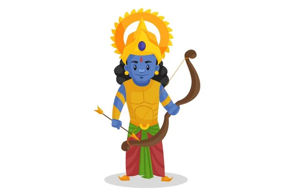 Vector Graphic Illustration Lord Rama Holding Bow Arrow Hand Individually — Stock Vector