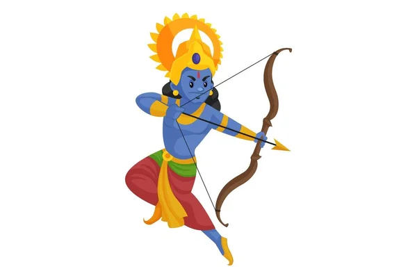 Vector Graphic Illustration Lord Rama Fighting Bow Arrow Individually White — Stock Vector
