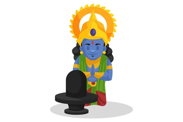 Vector Graphic Illustration Lord Rama Worshipping Lord Shiva Individually White — Stock Vector