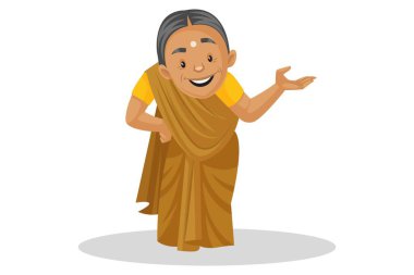 Vektör grafik çizimi. Manthra mutlu ve kendini ifade ediyor. Beyaz arka planda tek başına.