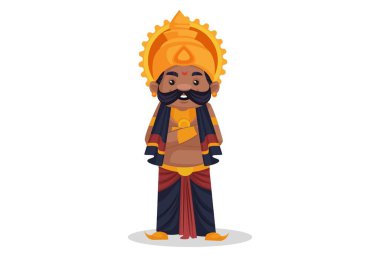 Vektör grafik çizimi. Ravana mutlu. Beyaz arka planda tek başına.