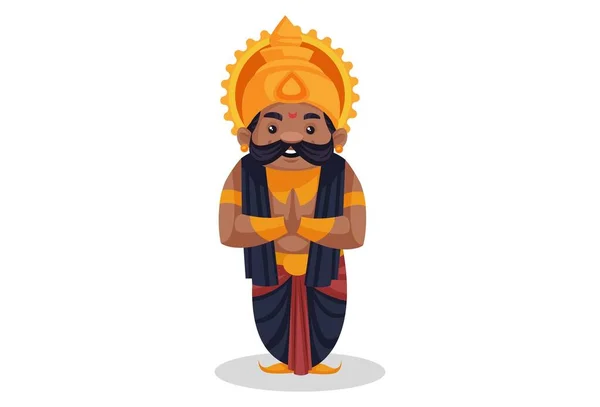 Ilustración Gráfica Vectorial Ravana Está Con Las Manos Saludo Individualmente — Vector de stock