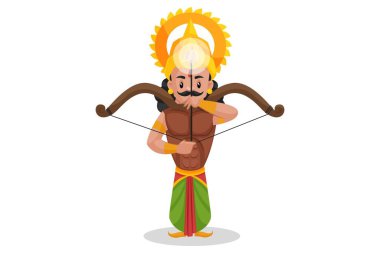 Arjuna ok ve yayla hedef alıyor. Vektör grafik çizimi. Beyaz arka planda tek başına.