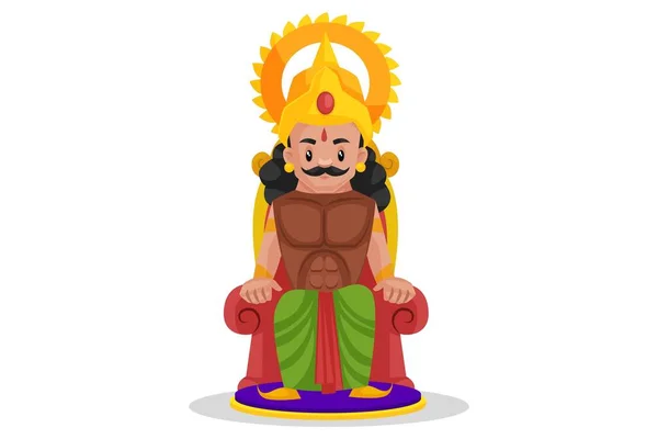 Arjuna Está Sentado Trono Ilustração Gráfica Vetorial Individualmente Sobre Fundo — Vetor de Stock