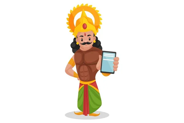 Arjuna Tem Telemóvel Mão Ilustração Gráfica Vetorial Individualmente Sobre Fundo — Vetor de Stock