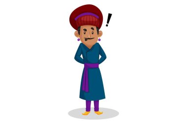 Vektör grafik çizimi. Birbal 'ın kafası karıştı. Beyaz arka planda tek başına.