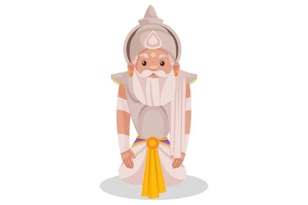 Bhishma Pitamaha Sitting Sadly His Knees Vector Graphic Illustration Individually — Stock Vector