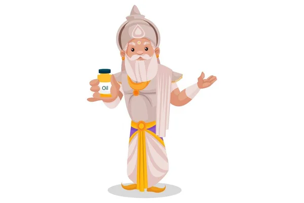 Bhishma Pitamaha Holding Oil Bottle His Hand Vector Graphic Illustration — Stock Vector