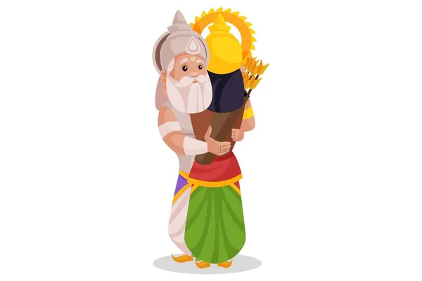 Bhishma Pitamaha Knuffelt Arjuna Vector Grafische Illustratie Individueel Een Witte — Stockvector