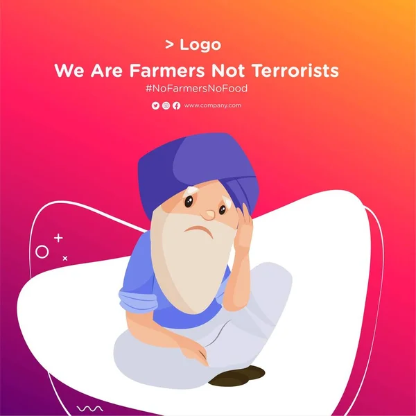 Banner Design Punjabi Velho Está Sentado Infelizmente Ilustração Desenho Animado — Vetor de Stock