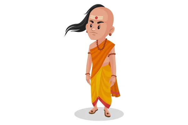 Vektor Grafisk Illustration Chanakya Står Upp Individuellt Vit Bakgrund — Stock vektor