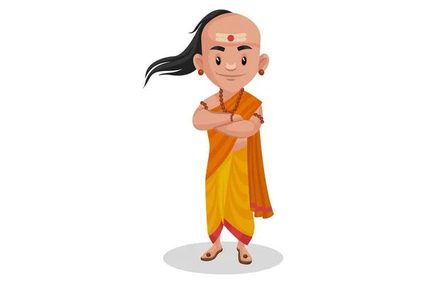 Vektorgrafische Illustration Chanakya Lächelt Individuell Auf Weißem Hintergrund — Stockvektor