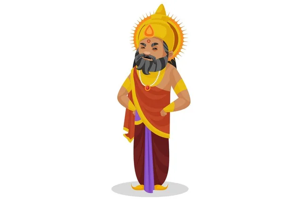 Rey Dhritarashtra Está Enojado Pie Con Las Manos Cintura Ilustración — Vector de stock