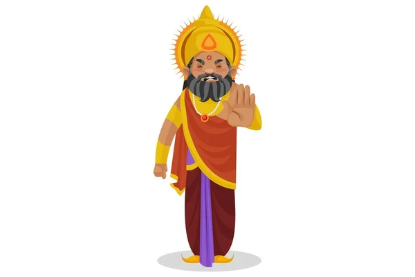 King Dhritarashtra Angry Showing Stop Hand Sign Vector Graphic Illustration — Stock Vector