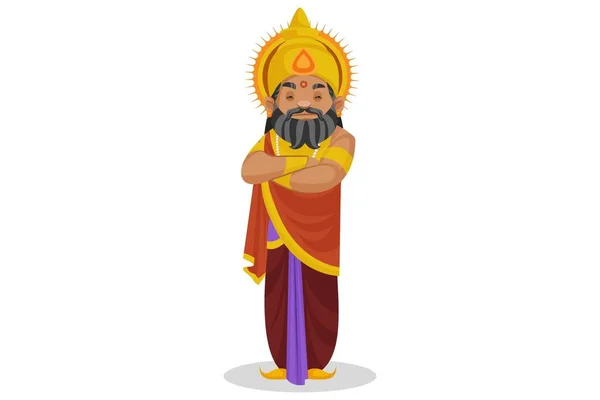King Dhritarashtra Standing Crossing Arm Vector Graphic Illustration Individually White — Stock Vector