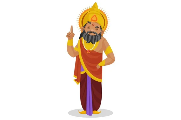 Rey Dhritarashtra Señala Con Dedo Ilustración Gráfica Vectorial Individualmente Sobre — Vector de stock