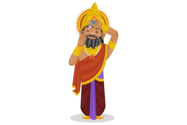 King Dhritarashtra Putting Medicine Eyes Vector Graphic Illustration Individually White — Stock Vector