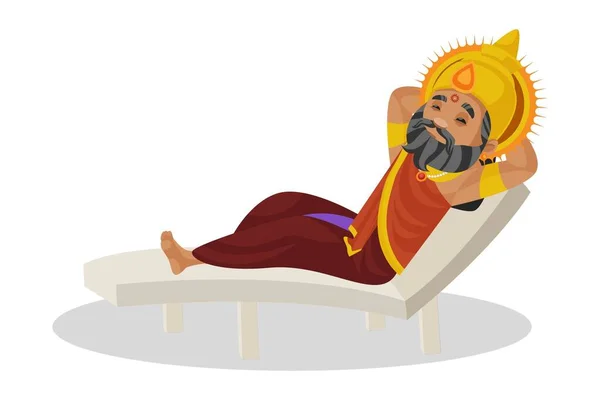 King Dhritarashtra Resting Pool Chair Vector Graphic Illustration Individually White — Stock Vector