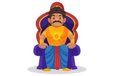 Duryodhana is sitting on throne. Vector graphic illustration. Individually on a white background. clipart