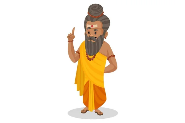 Dronacharya Señala Con Dedo Ilustración Gráfica Vectorial Individualmente Sobre Fondo — Vector de stock