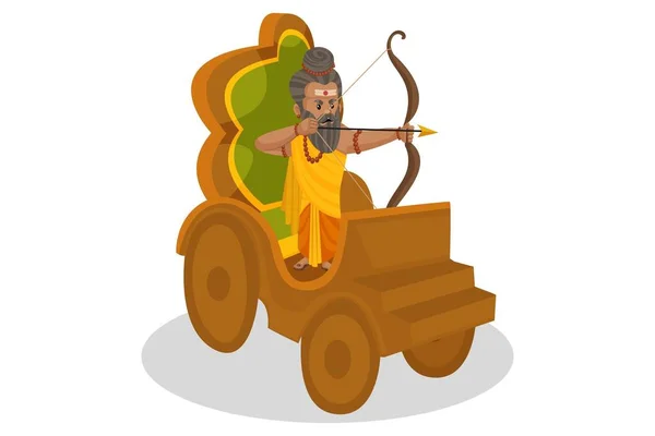 Dronacharya Chariot Fighting War Bow Arrow Vector Graphic Illustration Individually — Stock Vector
