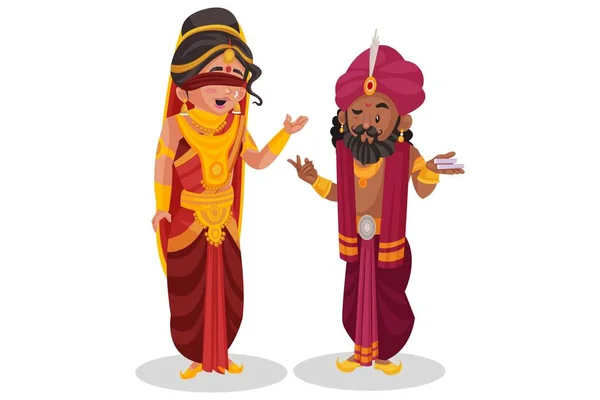 Gandhari Está Hablando Con Hermano Shakuni Ilustración Gráfica Vectorial Individualmente — Archivo Imágenes Vectoriales