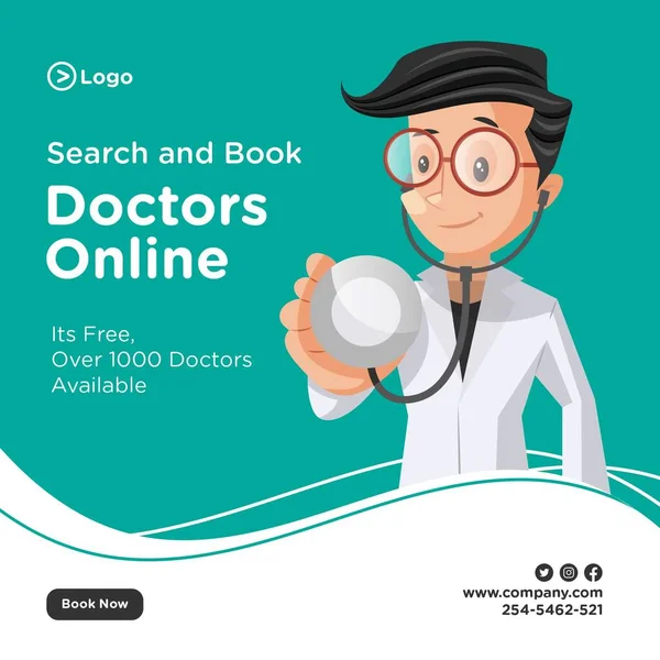 Ärzte Online Suchen Und Buchen Indischer Arzt Hält Ein Stethoskop — Stockvektor