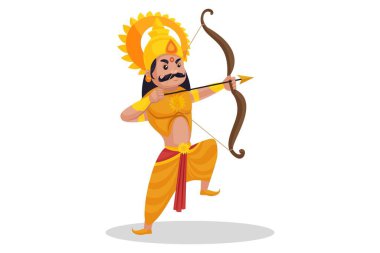 Karan yay ve okla savaşıyor. Vektör grafik çizimi. Beyaz arka planda tek başına.