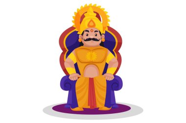 Karna is sitting on the throne. Vector graphic illustration. Individually on a white background. clipart