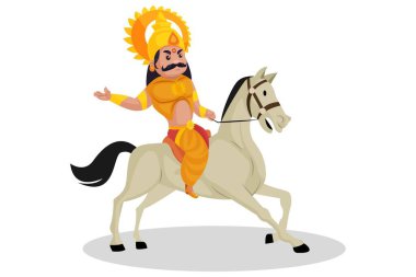 Karna is riding the horse. Vector graphic illustration. Individually on a white background. clipart
