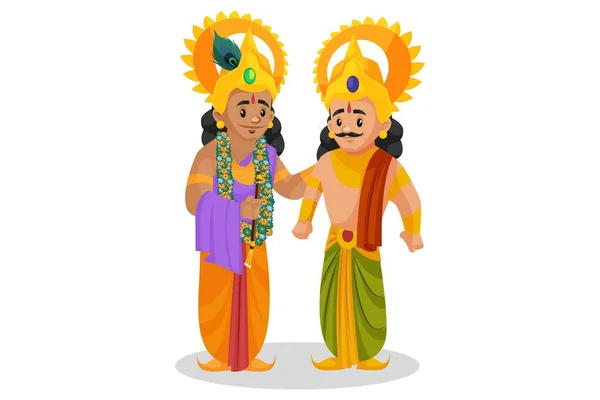 Ilustración Gráfica Vectorial Señor Krishna Está Hablando Con Arjun Individualmente — Vector de stock