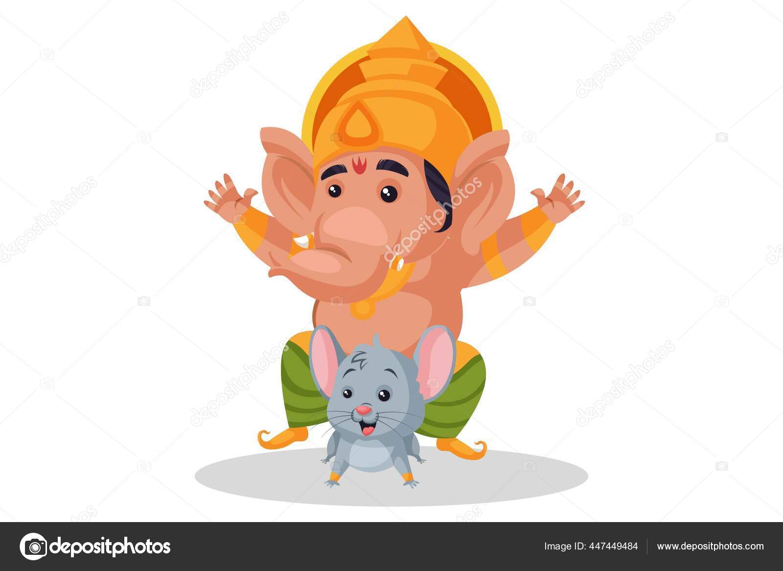 Vector Graphic Illustration Lord Ganesha Sitting Mouse ...