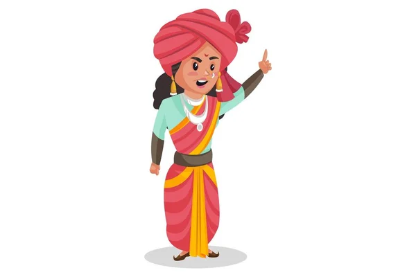 Rani Lakshmibai Angry Pointing Finger Vector Graphic Illustration Individually White — Stock Vector