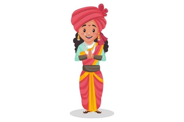 Rani Lakshmibai Está Cumprimentando Ilustração Gráfica Vetorial Individualmente Fundo Branco — Vetor de Stock